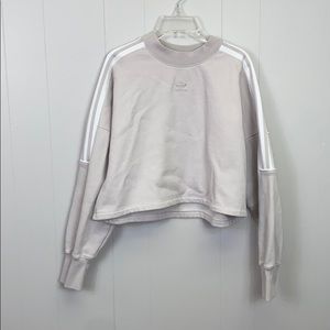 adidas lilac cropped striped embossed sweatshirt